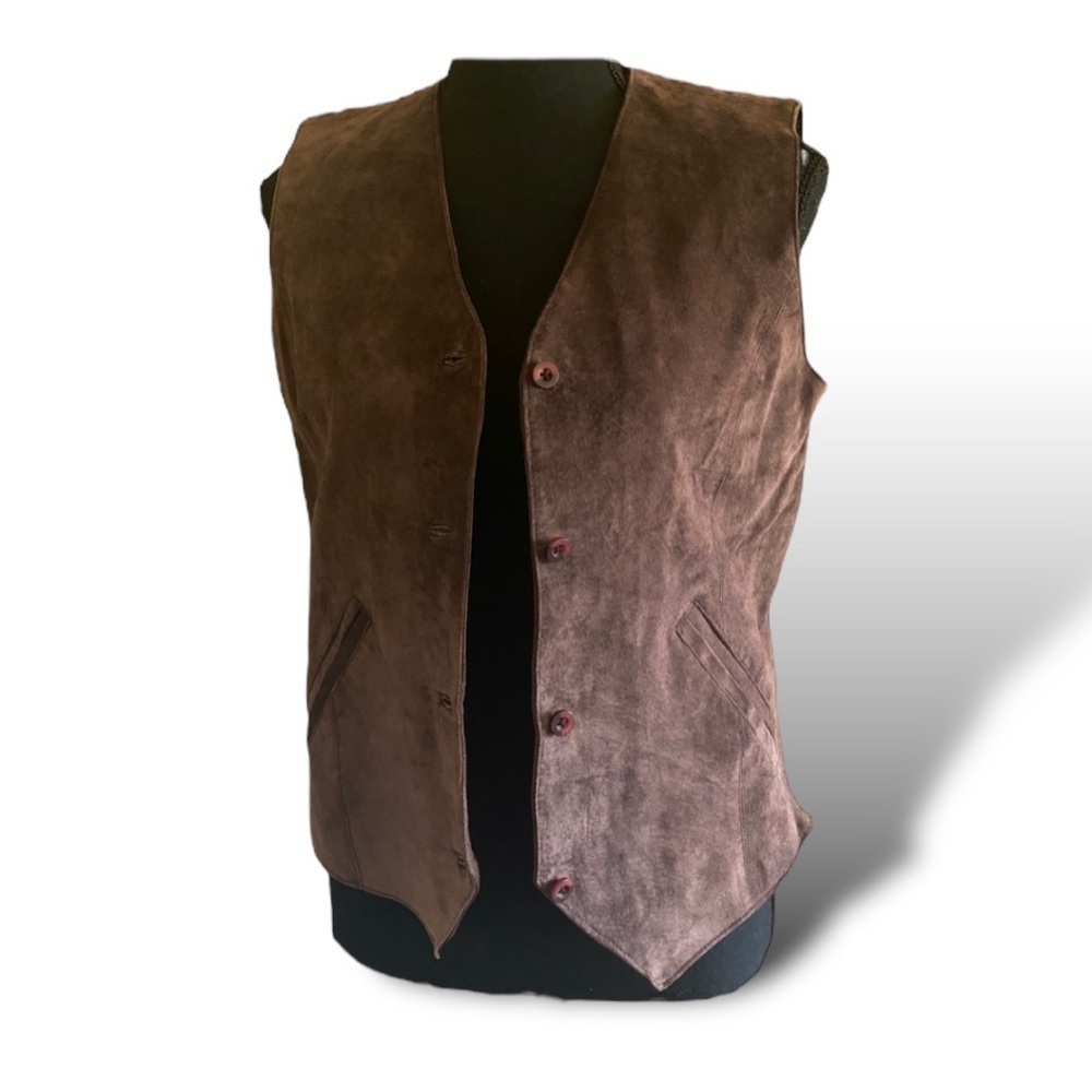 Vintage Leather Suede Vest Waistcoat, Brown, Coastal Cowgirl Gorpcore Size Small